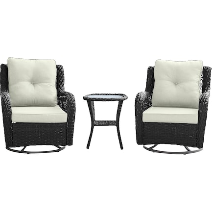 Fontana Set of 2 Outdoor Swivel Chairs and End Table - Cream