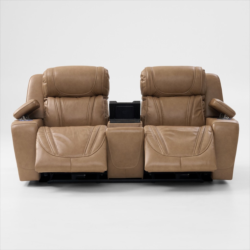 forte neutral power reclining loveseat   