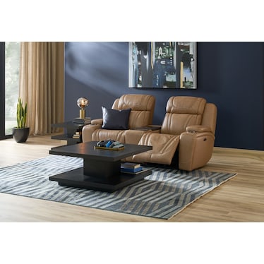 Forte Dual-Power Reclining Loveseat with Cooling Console - Sand