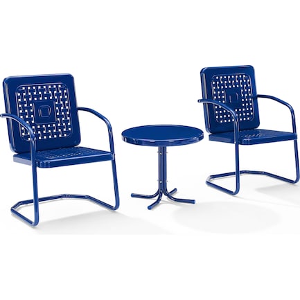Foster Set of 2 Outdoor Chairs and Side Table - Navy