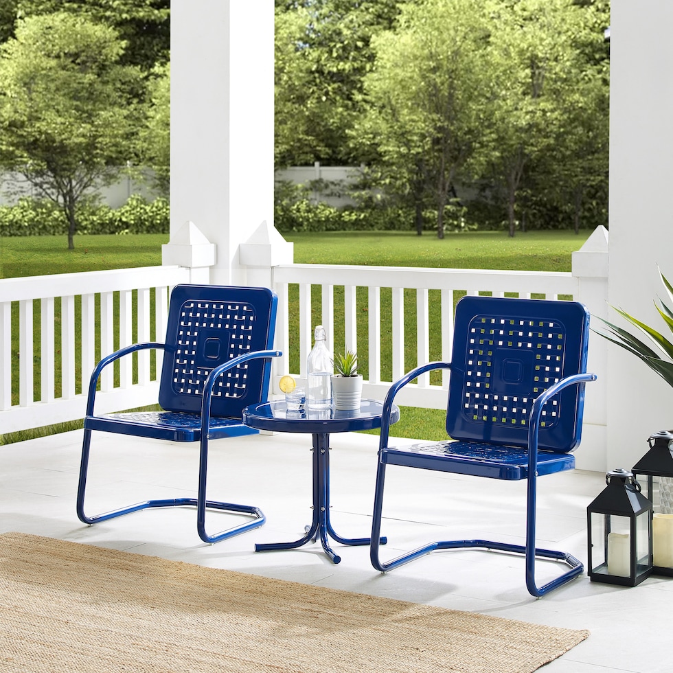 foster blue outdoor chair set   