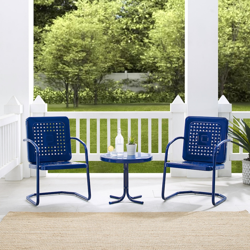 foster blue outdoor chair set   
