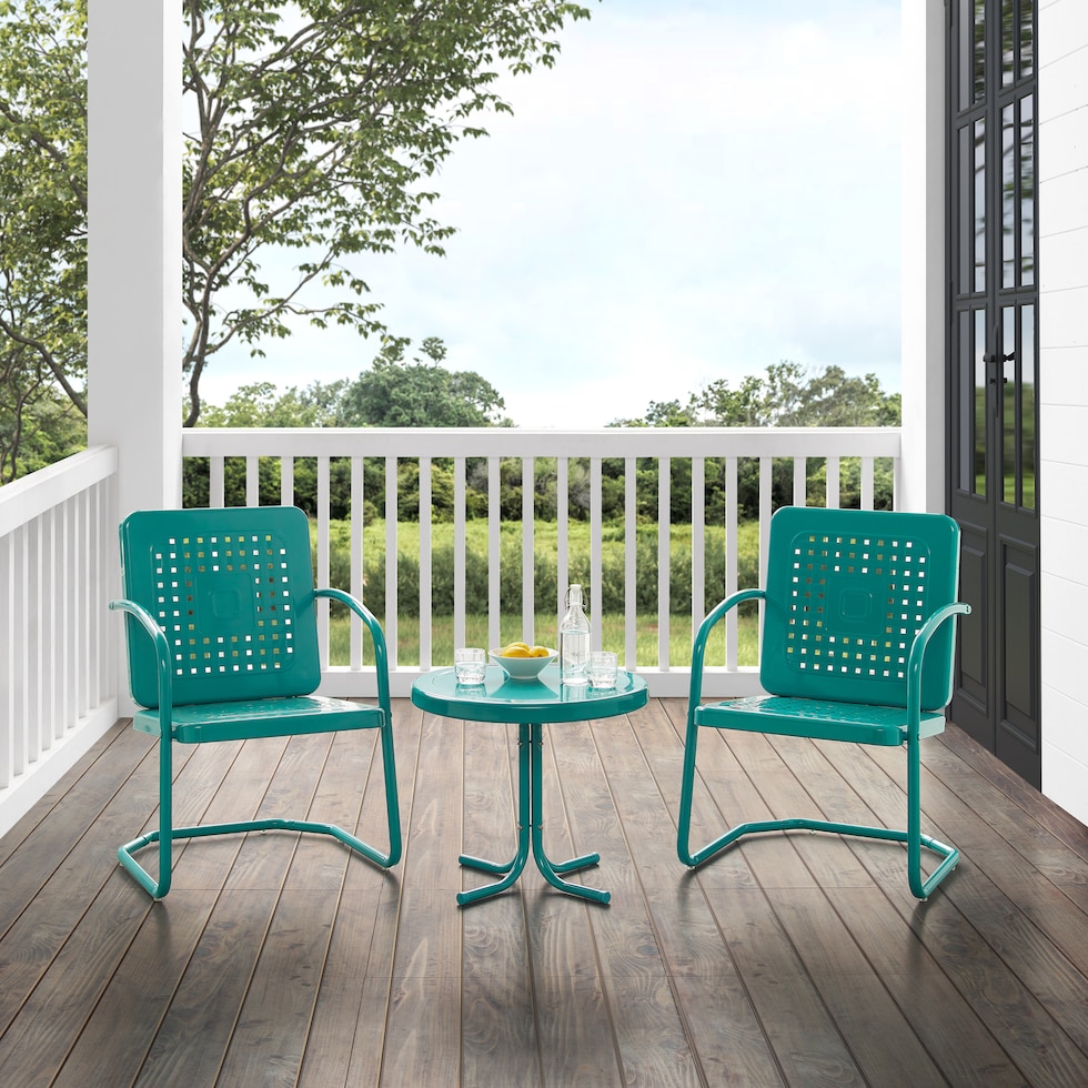 foster blue outdoor chair set   