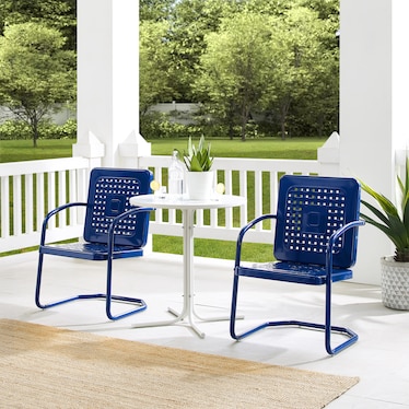 Foster Set of 2 Outdoor Chairs and Table - Navy