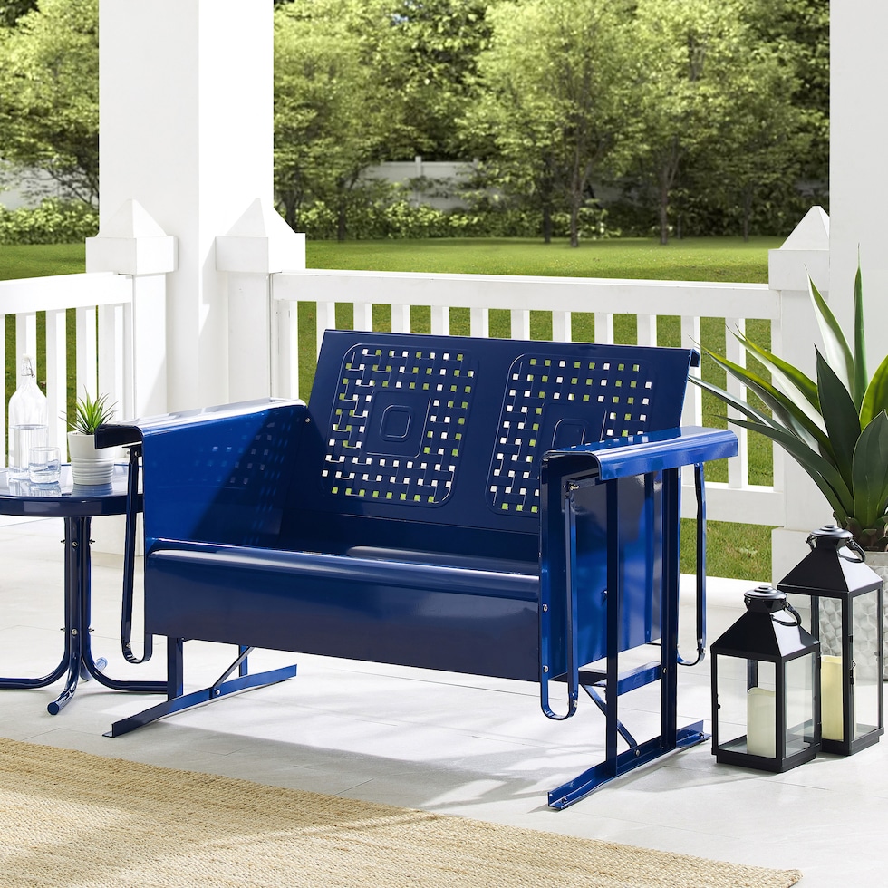 foster blue outdoor loveseat   