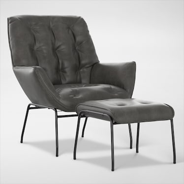 Fraizer Accent Chair and Ottoman Set - Gray