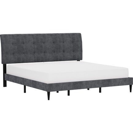 Freddie King Upholstered Platform Bed - Gray