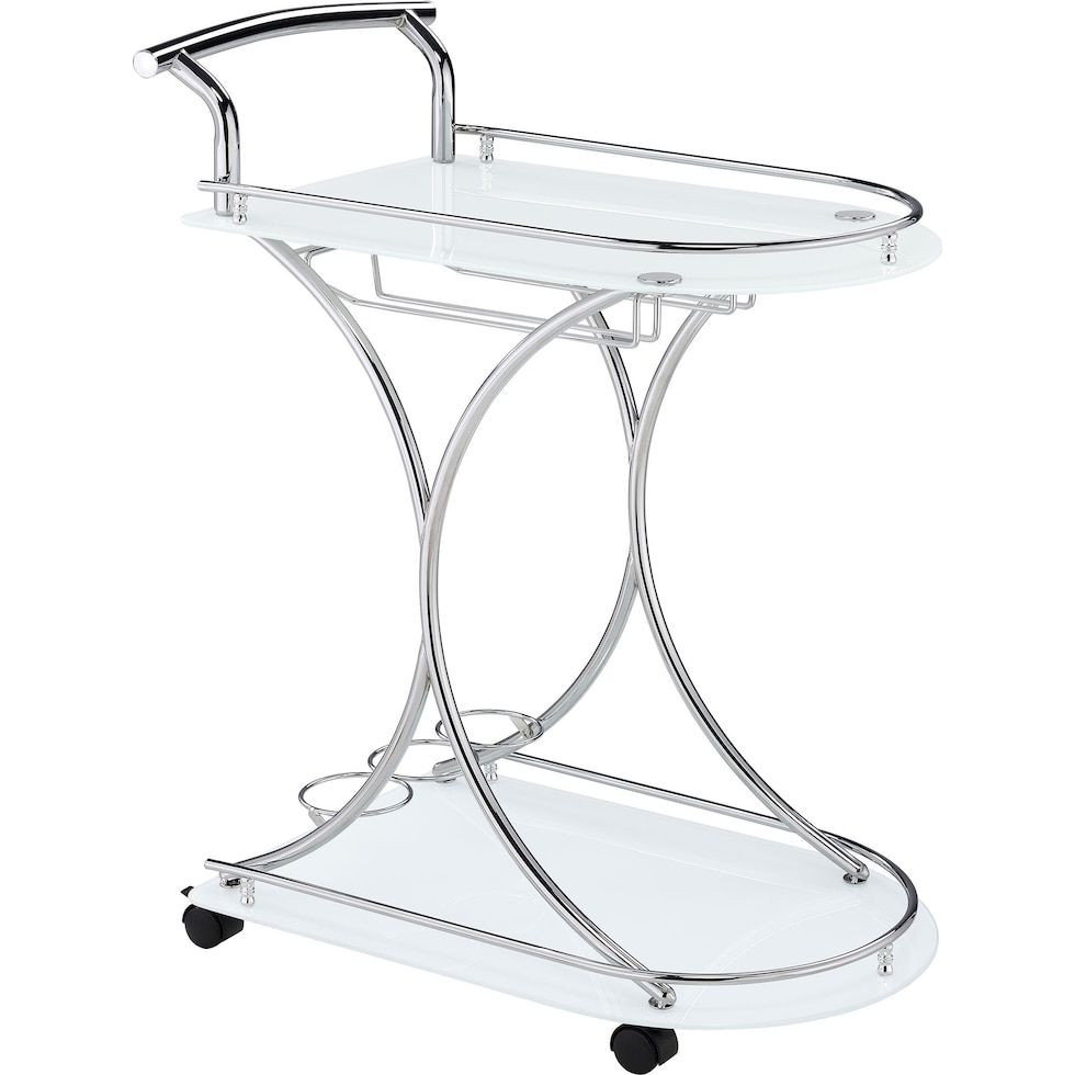 frederick white chrome bar cart   