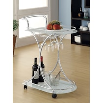 frederick white chrome bar cart   