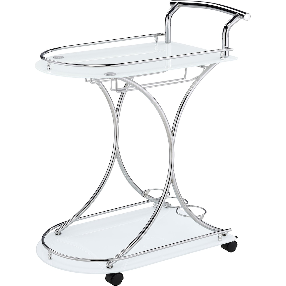 frederick white chrome bar cart   