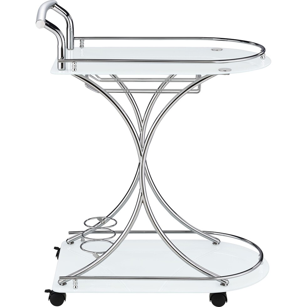 frederick white chrome bar cart   