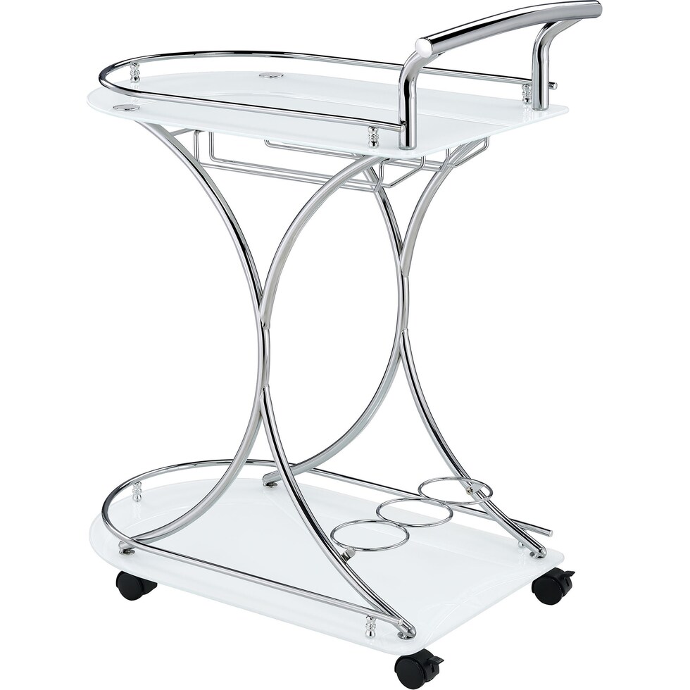 frederick white chrome bar cart   