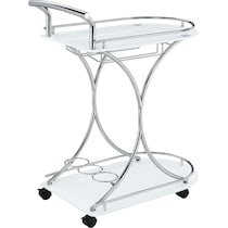 frederick white chrome bar cart   