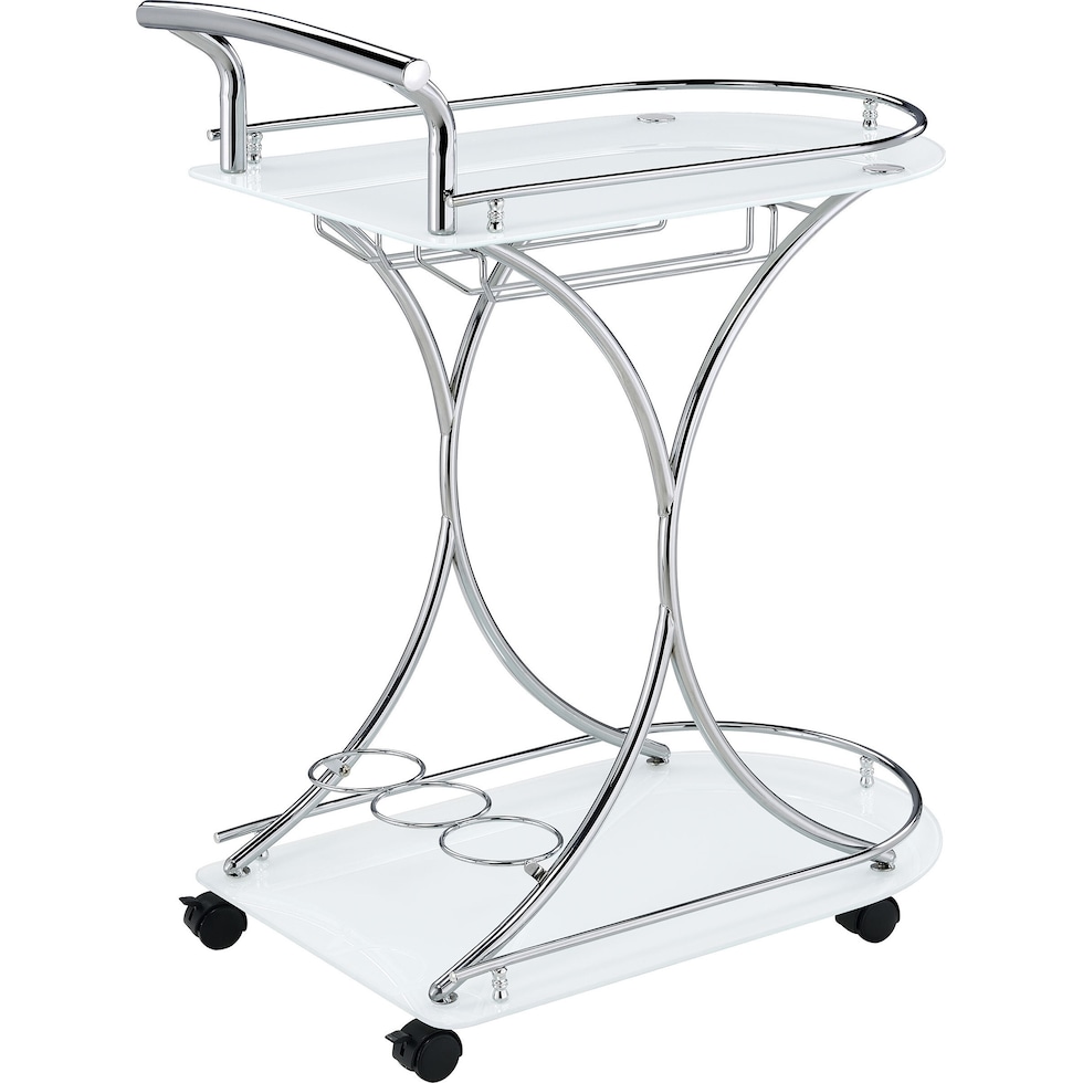 frederick white chrome bar cart   