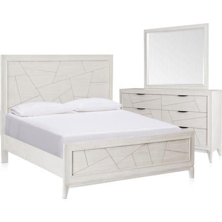 Fresno 5-Piece King Bedroom Set with Panel Bed, Dresser and Mirror