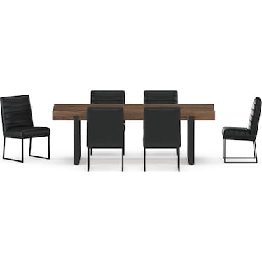 Frisco Dining Table and 6 Irvine Dining Chairs - Black