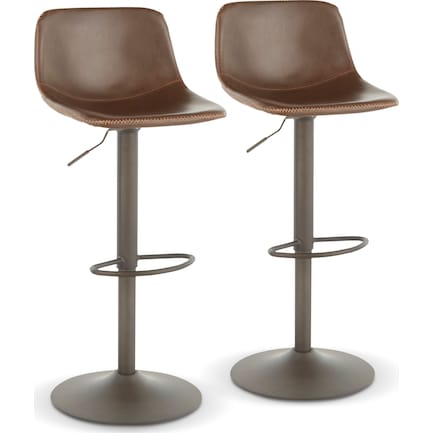 Gale Set of 2 Adjustable Bar Stools - Antique Brown