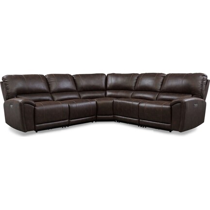 Gallant 5-Piece Dual-Power Reclining Sectional with 3 Reclining Seats - Chocolate