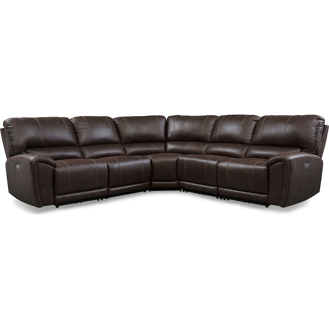 Living Room Furniture - Gallant 5-Piece Dual-Power Reclining Sectional with 3 Reclining Seats