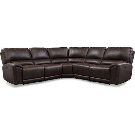 Gallant 5-Piece Manual Reclining Sectional with 3 Reclining Seats - Chocolate