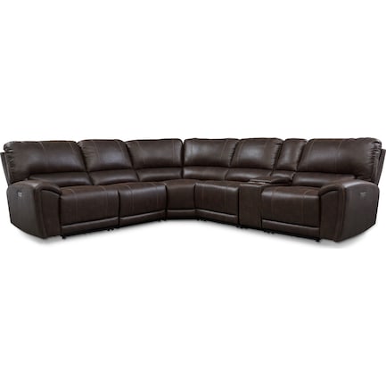 Gallant 6-Piece Dual-Power Reclining Sectional with 3 Reclining Seats - Chocolate