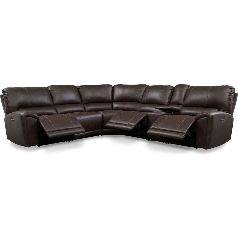 gallant dark brown  pc power reclining sectional   