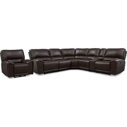 Gallant 6-Piece Manual Reclining Sectional and Recliner Set - Chocolate