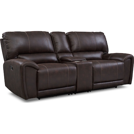 Gallant 3-Piece Manual Reclining Sofa with Console - Chocolate
