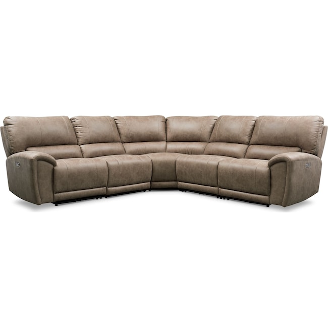 Living Room Furniture - Gallant 5-Piece Dual-Power Reclining Sectional with 3 Reclining Seats