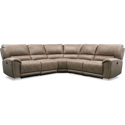 Gallant 5-Piece Manual Reclining Sectional with 3 Reclining Seats - Taupe