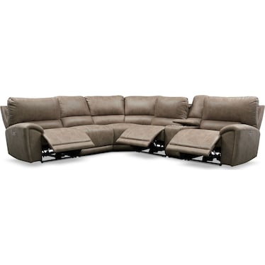 Gallant 6-Piece Dual-Power Reclining Sectional with 3 Reclining Seats - Taupe