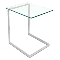 gallo glass and stainless steel end table   