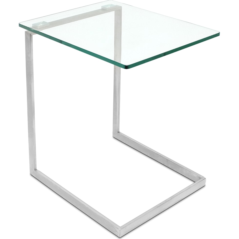 gallo glass and stainless steel end table   