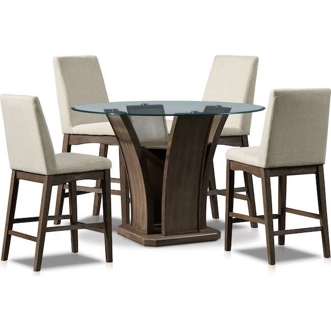 Dining Room Furniture - Gemini Counter-Height Dining Table and 4 Stools