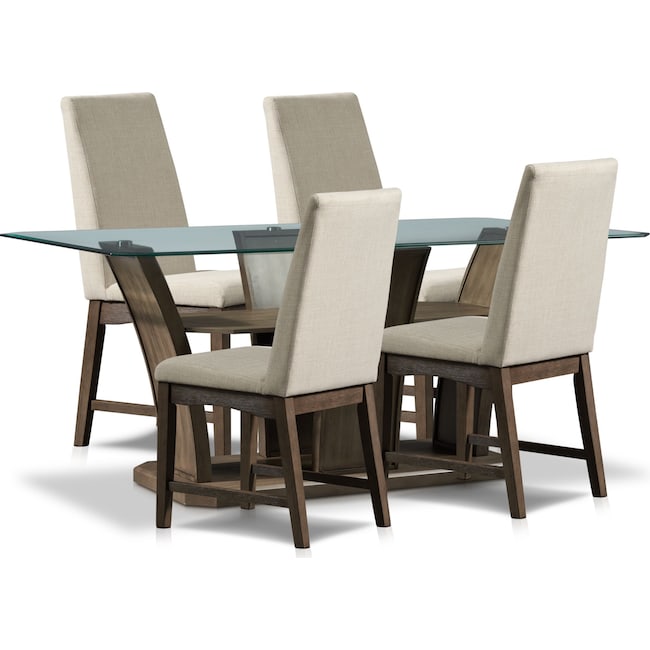Dining Room Furniture - Gemini Dining Table and 4 Dining Chairs