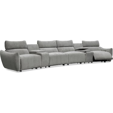 Genesis 6-Piece Dual-Power Reclining Sectional with 2 Consoles and Bluetooth® Speakers