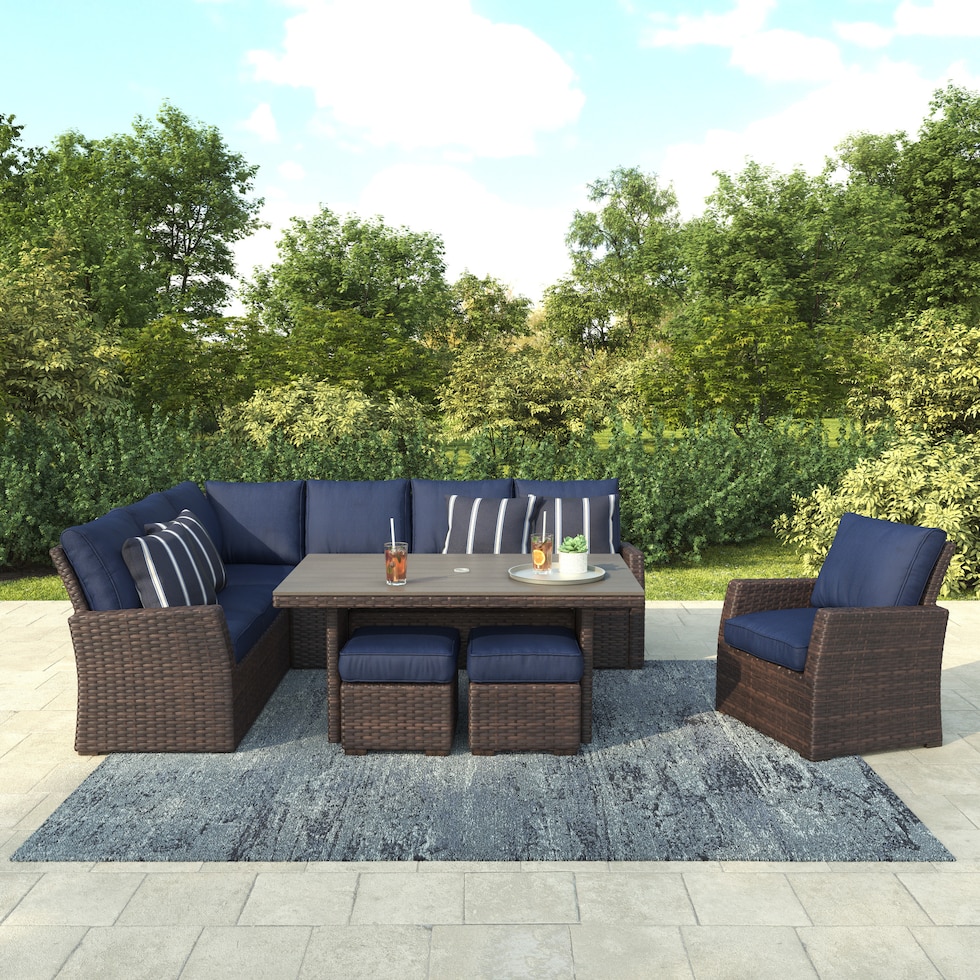 geneva brown navy outdoor dinette   