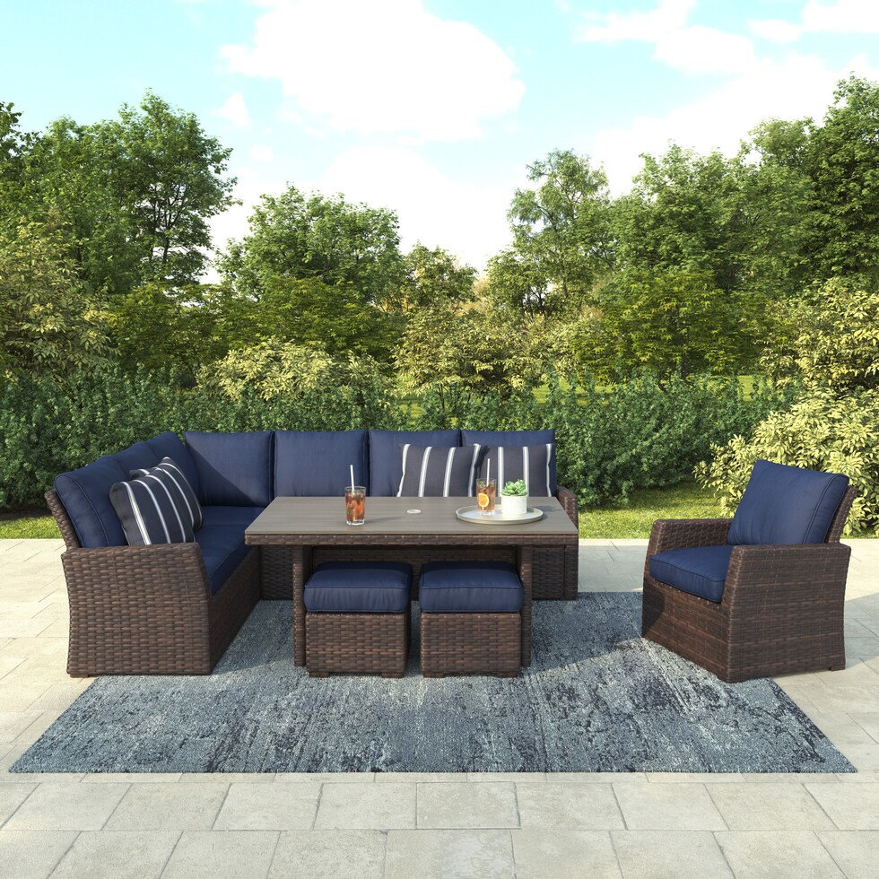 geneva brown navy outdoor dinette   