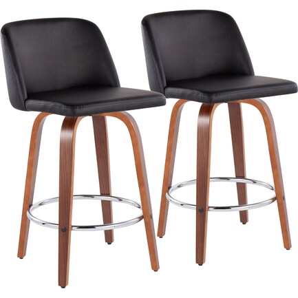 Gerard Set of 2 Counter-Height Stools - Black/Brown