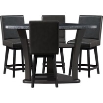 Gibson Marble Dining Table and 4 Swivel Stools | American Signature ...