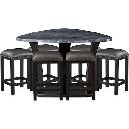 Gibson Marble Dining Table and 6 Backless Stools