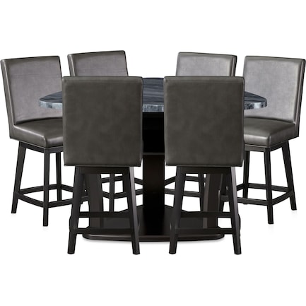 Gibson Marble Dining Table and 6 Swivel Stools
