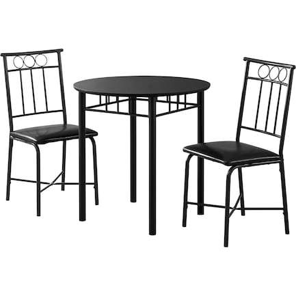 Gideon Round Dining Table and 2 Dining Chairs - Black