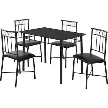 Gideon 40" Dining Table and 4 Dining Chairs - Black