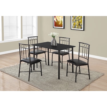 Gideon 40" Dining Table and 4 Dining Chairs - Black