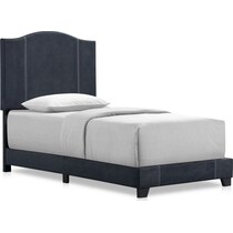 gina blue twin upholstered bed   