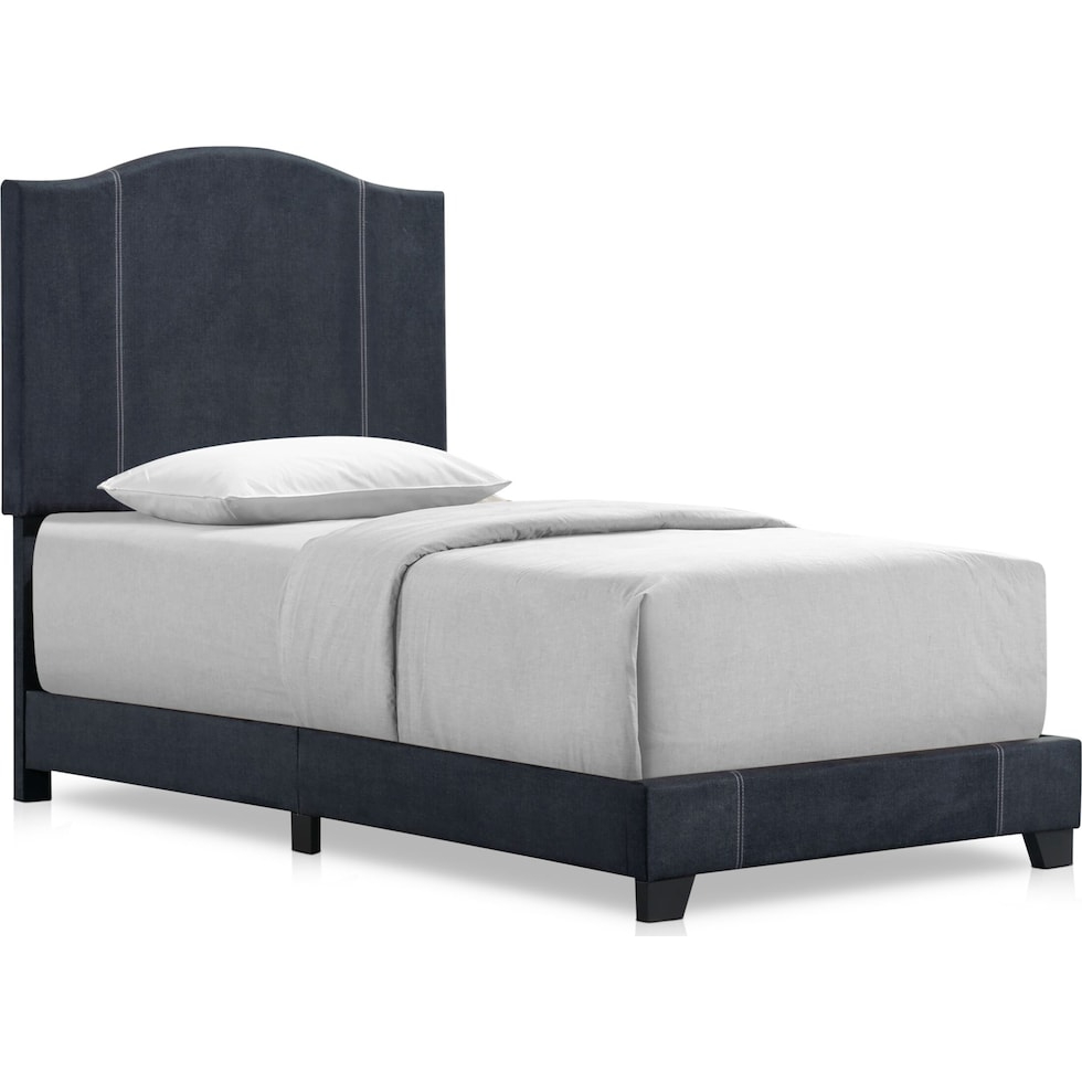 gina blue twin upholstered bed   