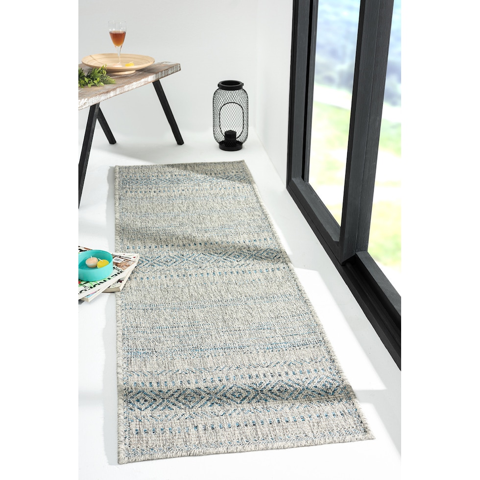 girona blue outdoor area rug   