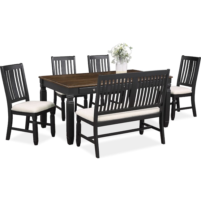 Dining Room Furniture - Glendale Dining Table, 4 Chairs and Bench