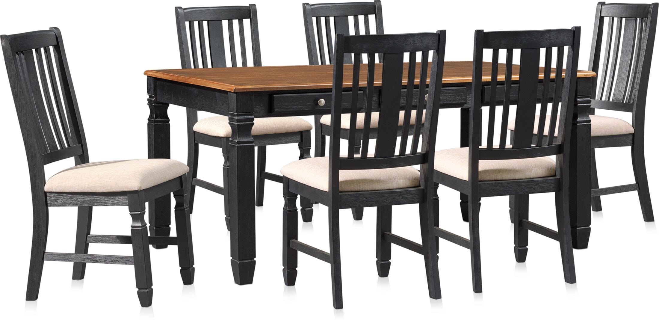 Glendale Dining Table and 6 Chairs Black American Signature Furniture